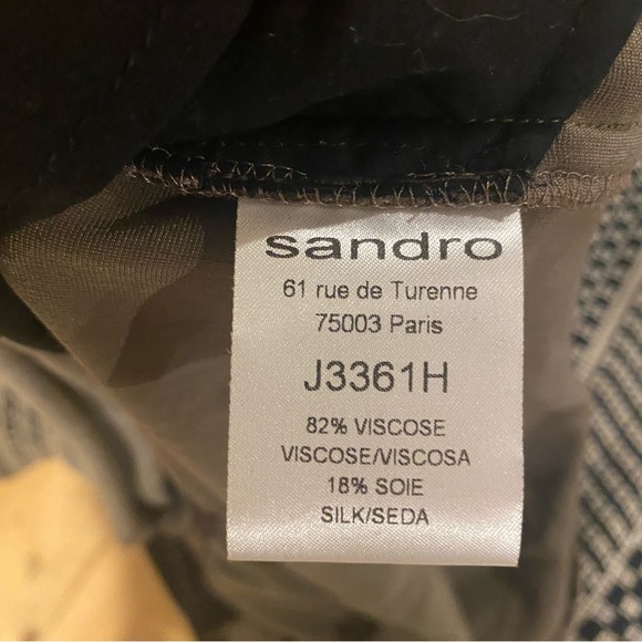 SANDRO velvet skirt dark green brown leather bow zipper size 1 pockets - Picture 6 of 9